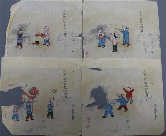 Six Chinese rice paper paintings